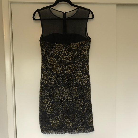 NWOT DVF Black & Gold Lace Sleeveless Dress - Picture 3 of 8